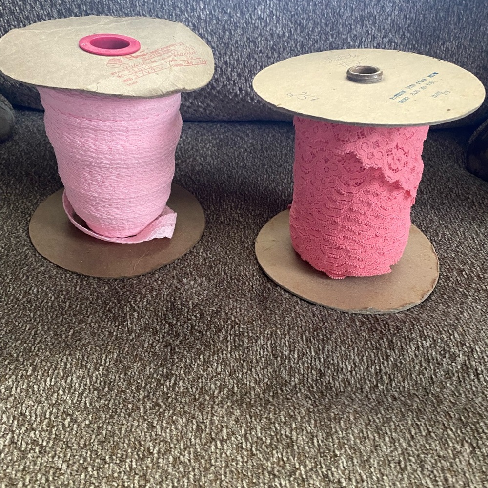 Vintage spools of stretch lace